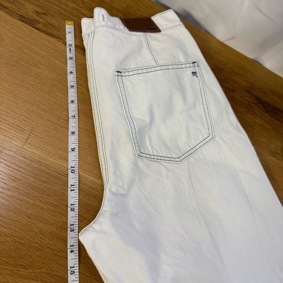 Madewell Tapered Wide Leg Frayed Crop High Rise Womens Jeans Size 28 light wash - Picture 7 of 12